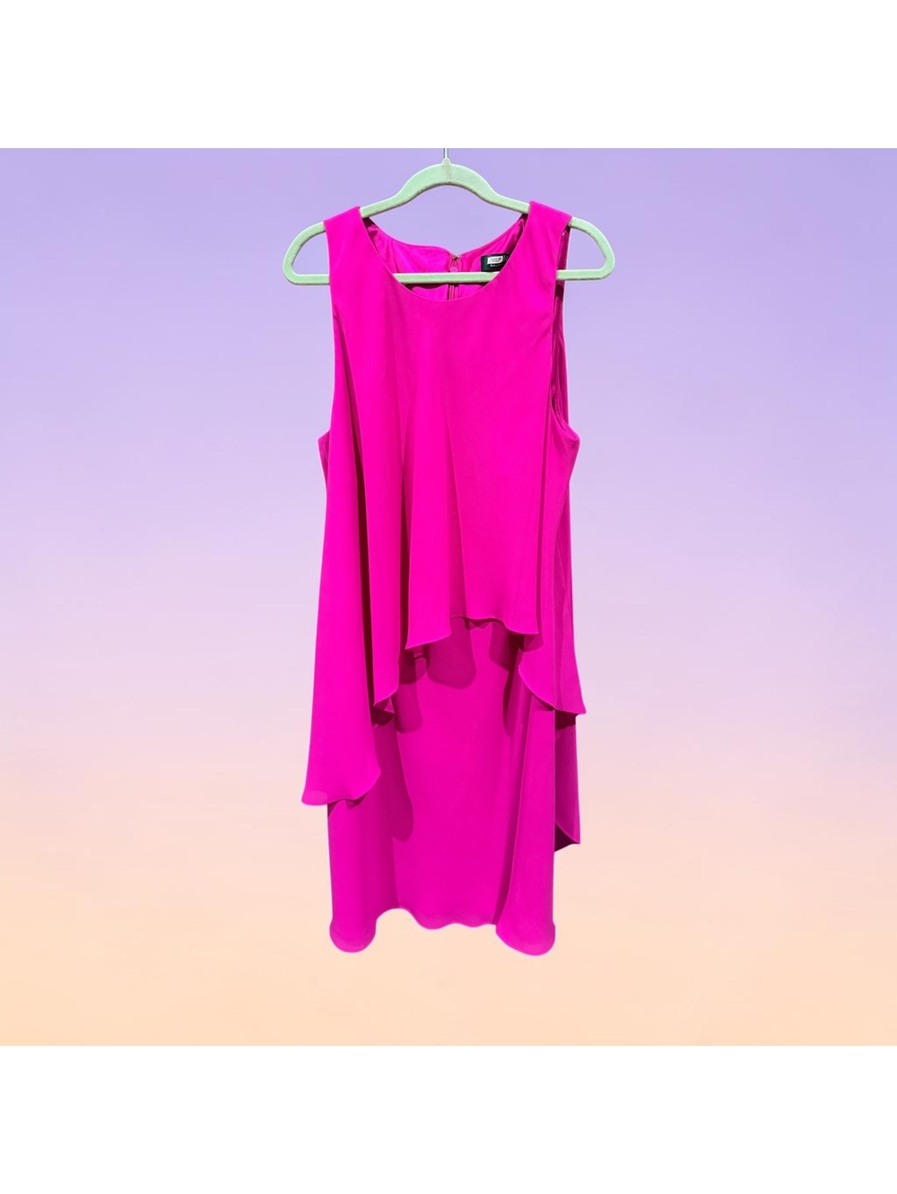 Lauren Ralph Lauren Women's Pink Sleeveless Layered Dress Size 4 Polyester